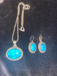 Han 925 Sterling Silver Turquoise Necklace Earring Set 