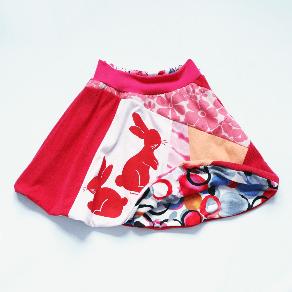 Image of year of the rabbit red rabbits bunny 8 lined patchwork courtneycourtney skirt lunar new year