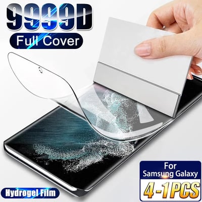 Image of Hydrogel Film For Samsung Galaxy S22 S21 S20+ Ultra Screen Protector Note 20 10 9 S10 S9 Lite FE