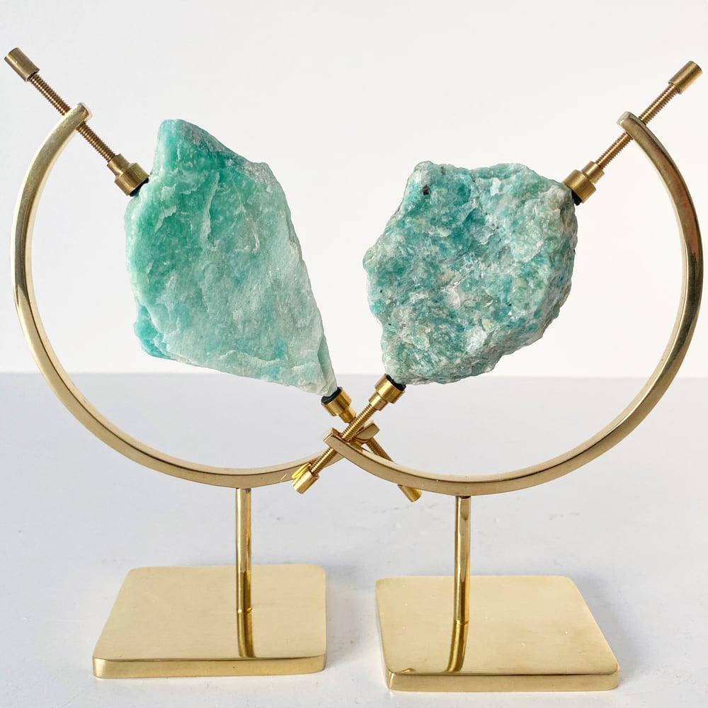 Image of Amazonite no.74 + Brass Arc Stand