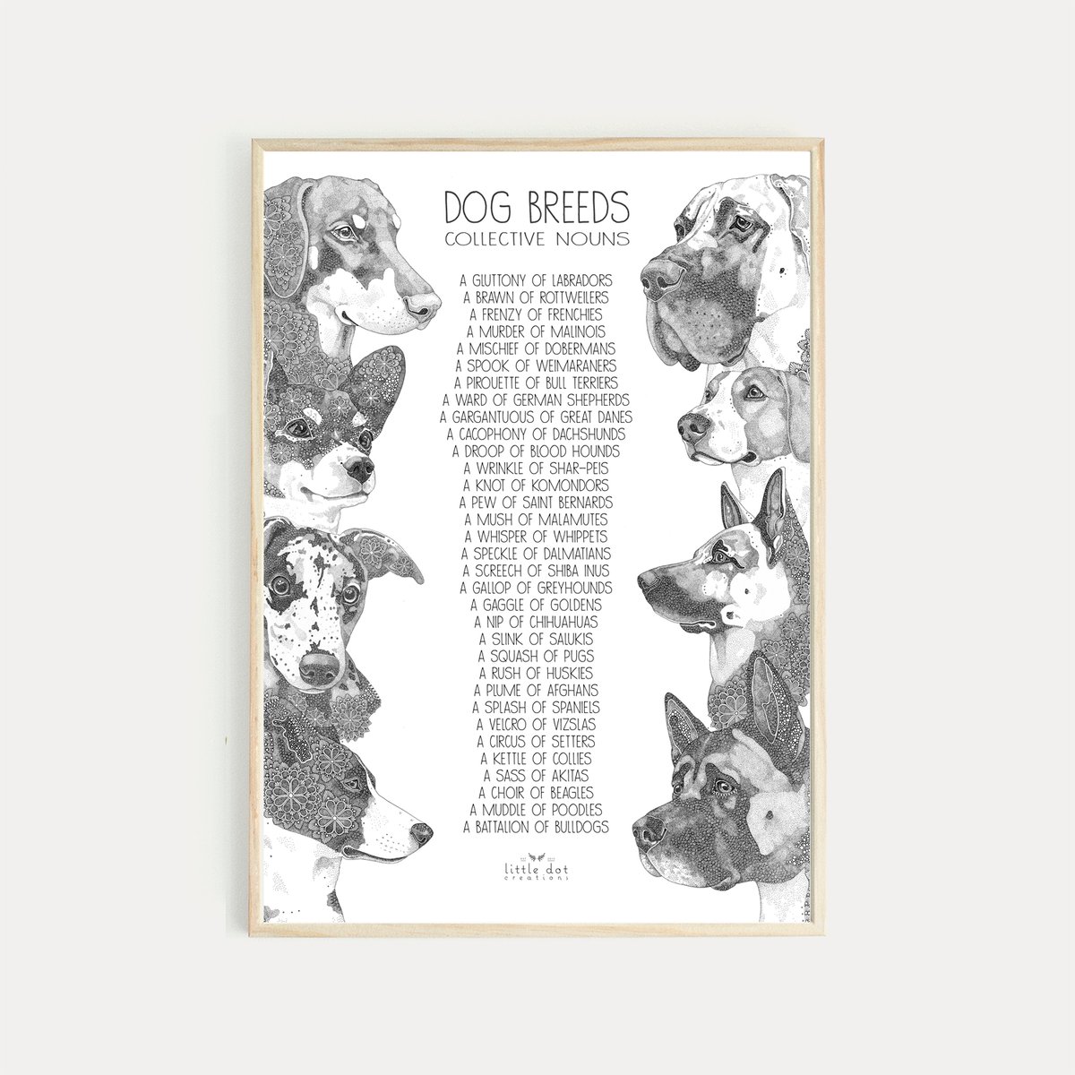 Dog Breeds Collective Nouns Little Dot Creations