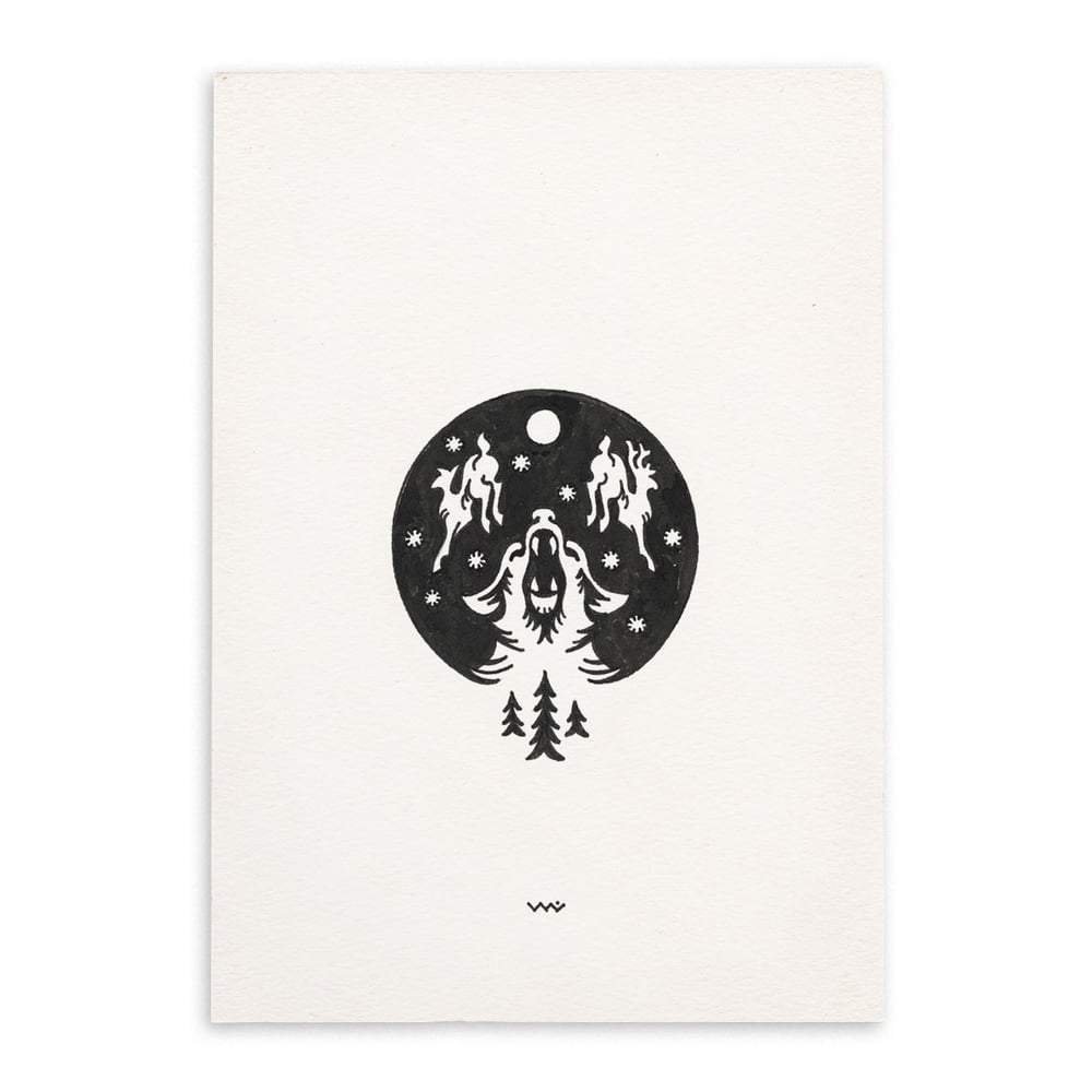 Image of 'MOON' ink drawing