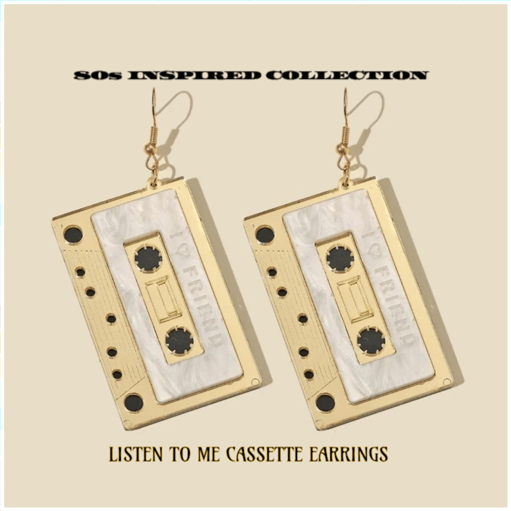 Image of Listen To Me Tape Cassette Earrings 