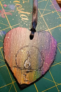 Image 3 of Moon bunny on slate heart