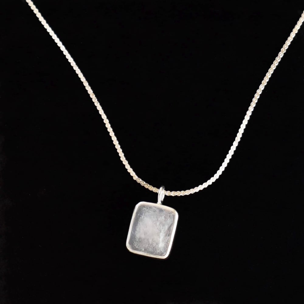 Image of Clear Quartz rectangular shape mixed cut silver necklace