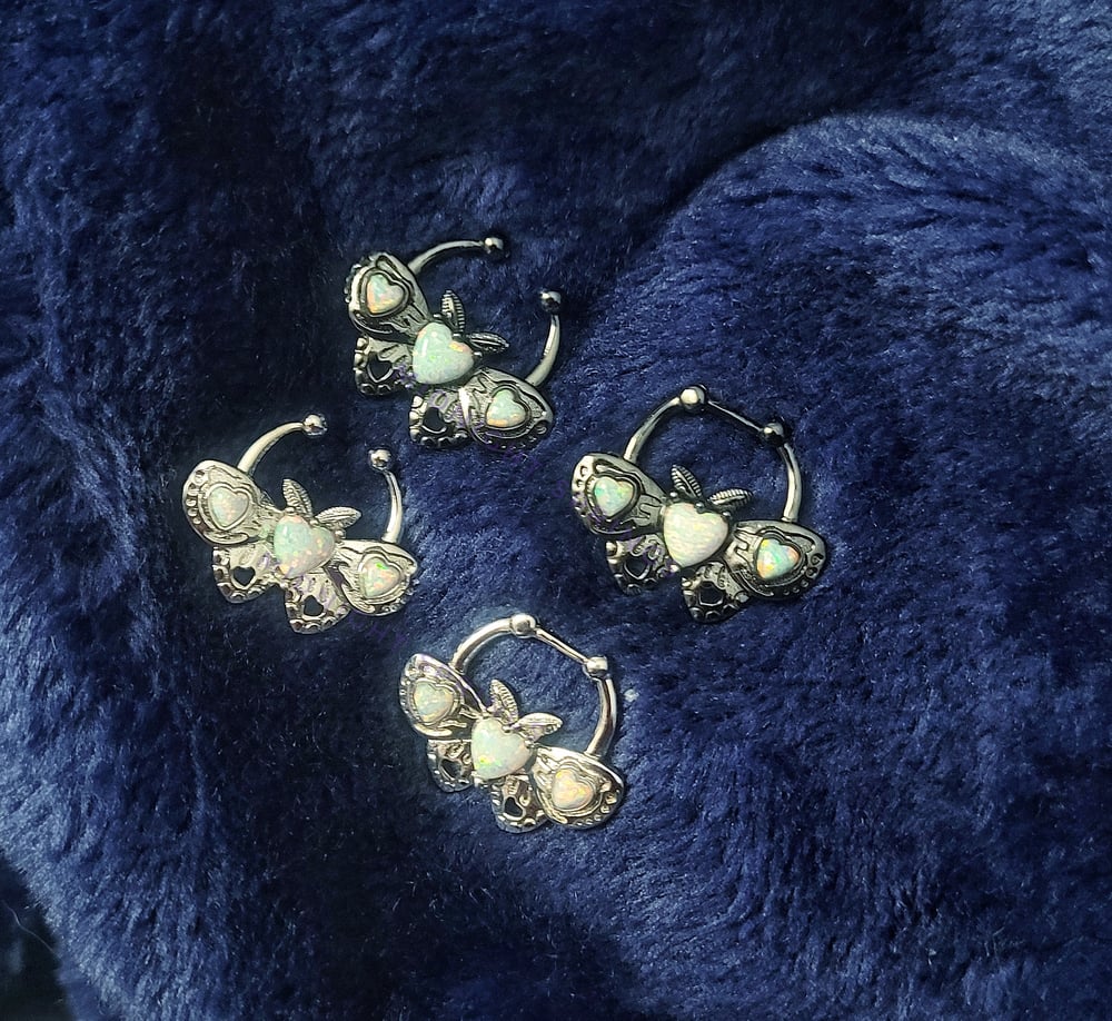 Image of Moth Septum Rings - Faux or 16G clicker