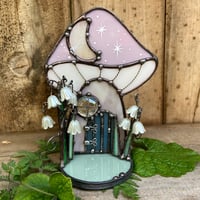 Image 3 of Mauve Floral Mushroom Cottage Candle Holder 