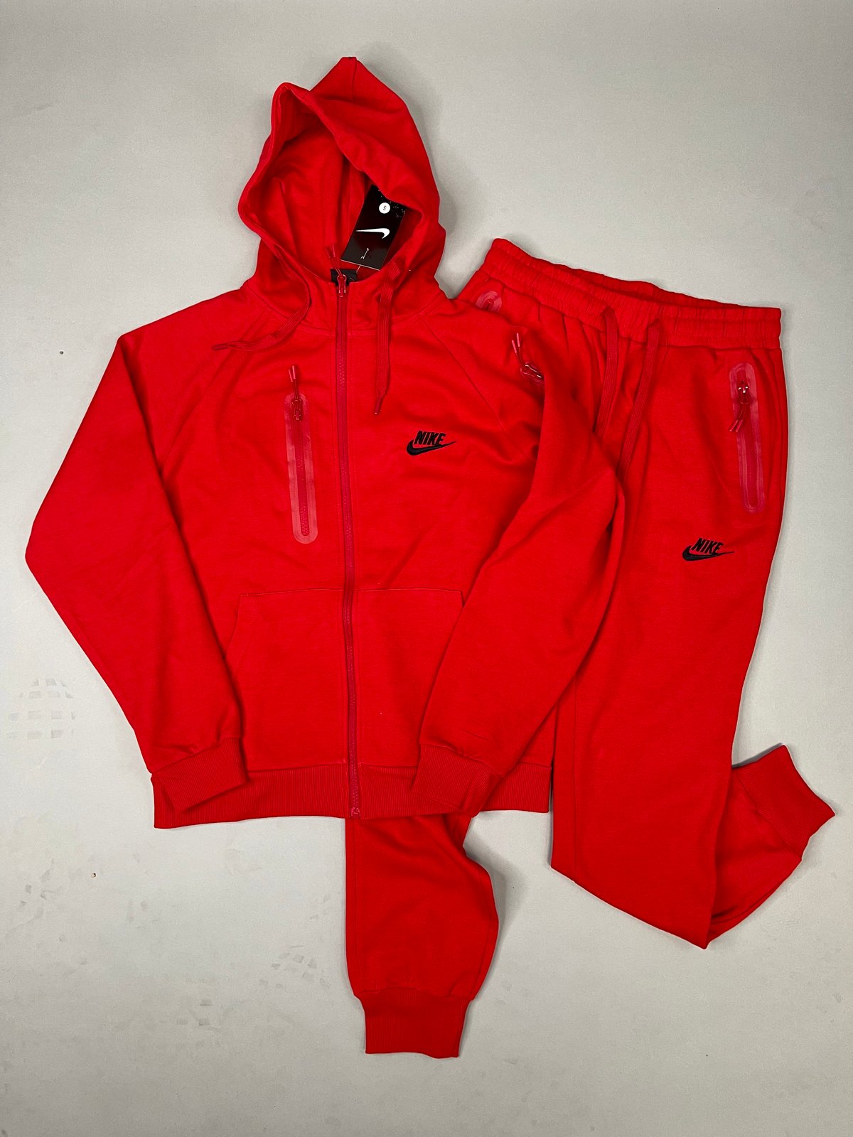 Men’s Red Zip Up Hoodie Sweatpants Set