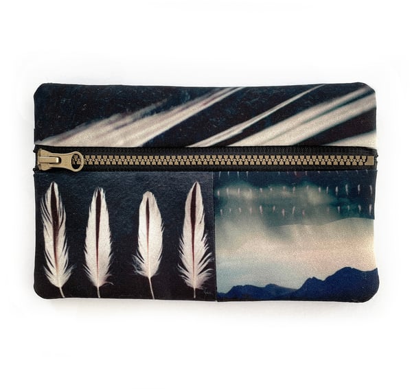 Image of Featherstorm, large rectangular zipper purse