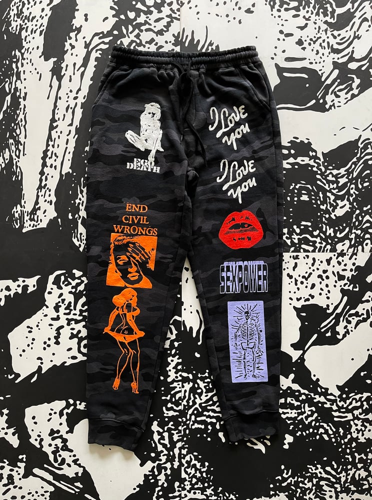 Image of COLLAGE SWEATPANTS #4 (BLACK CAMO)