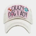 CRAZY DOG LADY Adjustable Distressed Denim Baseball Cap, Animal Lover Hat, Gift for Mom