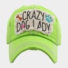 CRAZY DOG LADY Adjustable Distressed Denim Baseball Cap, Animal Lover Hat, Gift for Mom