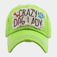 Image 1 of CRAZY DOG LADY Adjustable Distressed Denim Baseball Cap, Animal Lover Hat, Gift for Mom