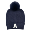 Navy Monogrammed Faux Fur Pom Pom Knit Beanie Hat, Monogrammed Cap, Winter Beanie, Gift for Her