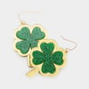 St. Patrick's Day Green/Gold Shamrock Earrings, Clover Earrings, Party Earrings