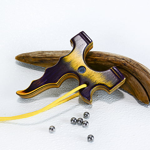 Image of Compact Wooden Slingshot, OTF Right or Left Handed Shooter, Wood Catapult, Hunters Gift