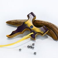 Image 1 of Compact Wooden Slingshot, OTF Right or Left Handed Shooter, Wood Catapult, Hunters Gift