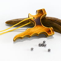 Image 2 of Compact Wooden Slingshot, OTF Right or Left Handed Shooter, Wood Catapult, Hunters Gift