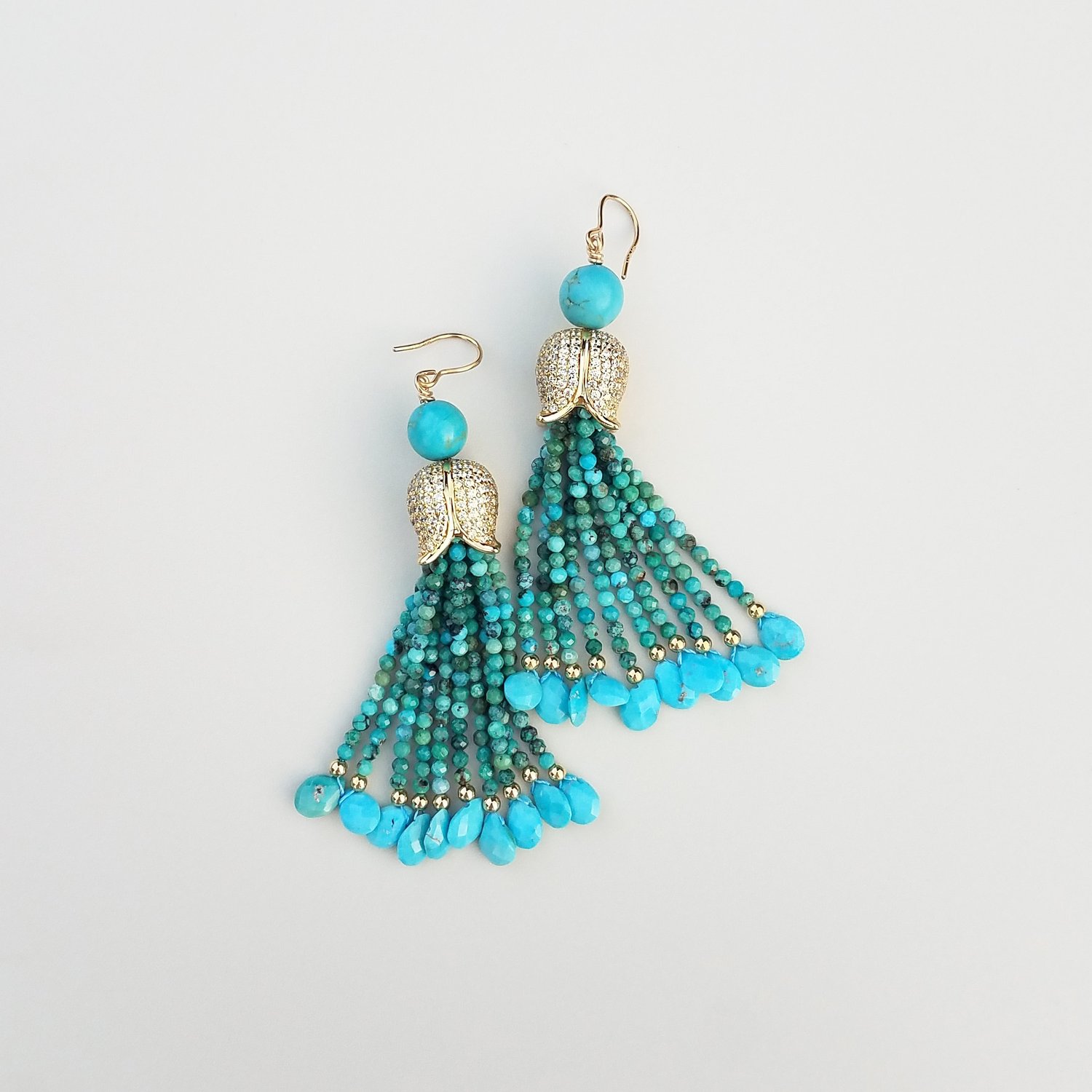 Multi-color Turquoise Tassel Earrings