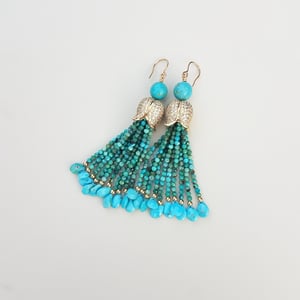 Multi-color Turquoise Tassel Earrings