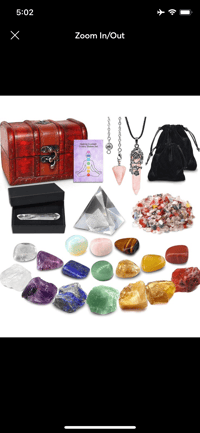 23 Piece Chakra Crystal Set with Pendulum, Necklace, Crystals, Box, Pyramid