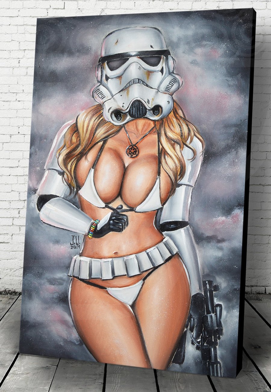 Image of STAR WARS SEXY Storm Trooper shadow Trooper Jeremy Worst sexy necklace blaster Poster cosplay pinup