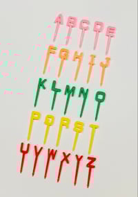Image 1 of Alphabet Fruit Forks / Food Picks