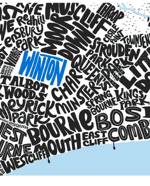 Image of Bournemouth, Christchurch & Poole Typographic map
