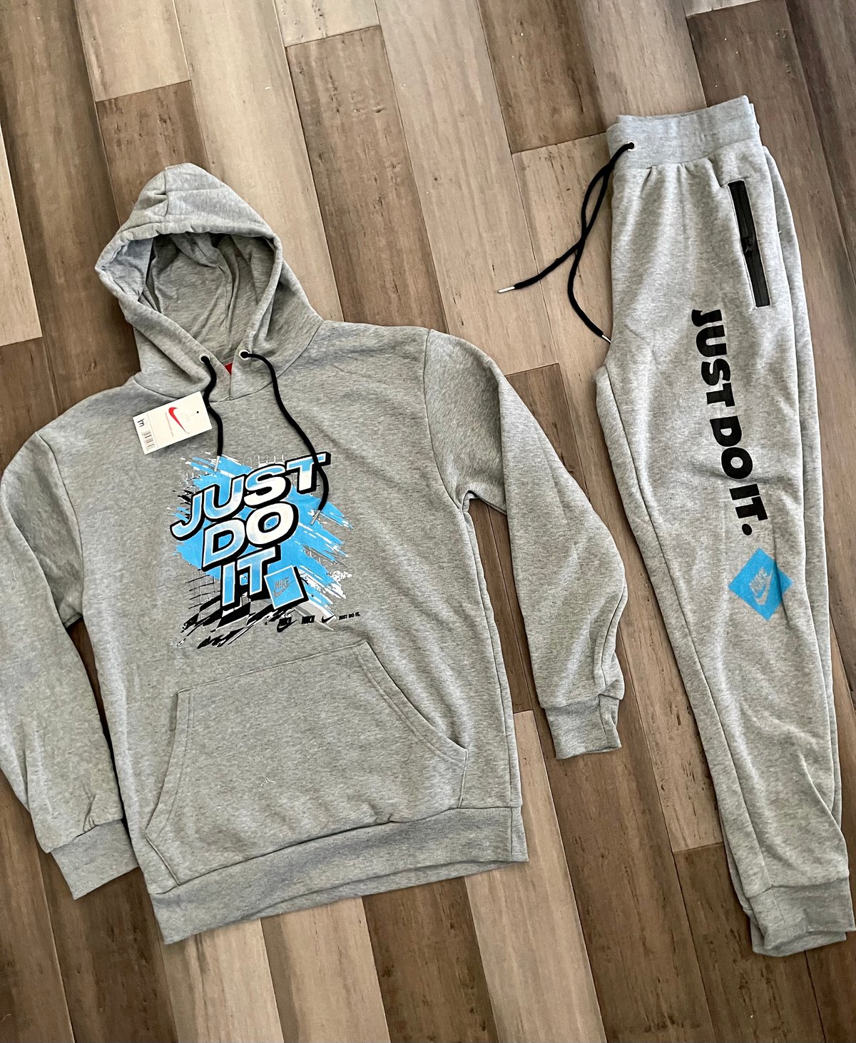 Men’s Grey Just Do it Pullover Hoodie Sweatpants Set