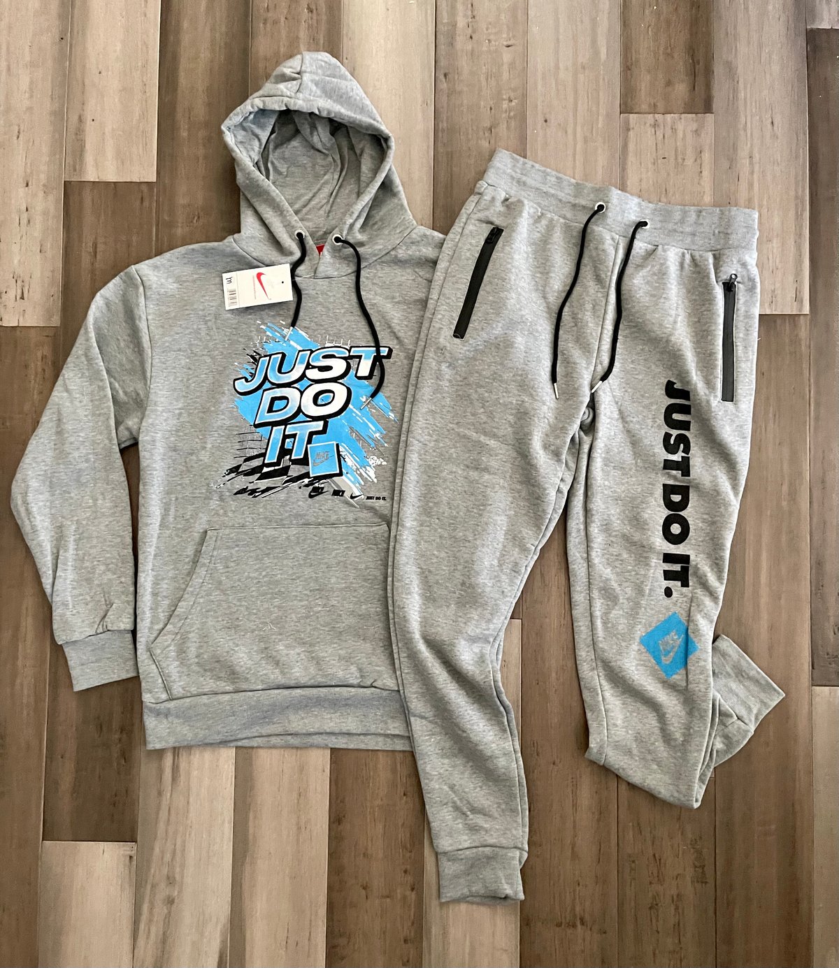 Men’s Grey Just Do it Pullover Hoodie Sweatpants Set