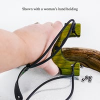 Image 3 of Custom Wood Slingshot, Survivalist Sling Shot, Left or Right Handed, Wood Catapult, Unique Gift