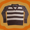Faded Glory Dark & Light Brown Striped Ribbed Sweater