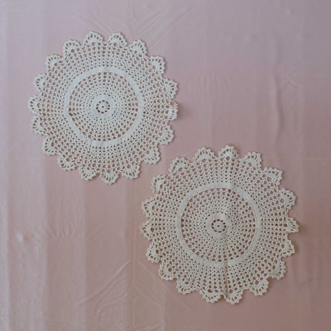 2 Vintage Handmade Crochet Doilies