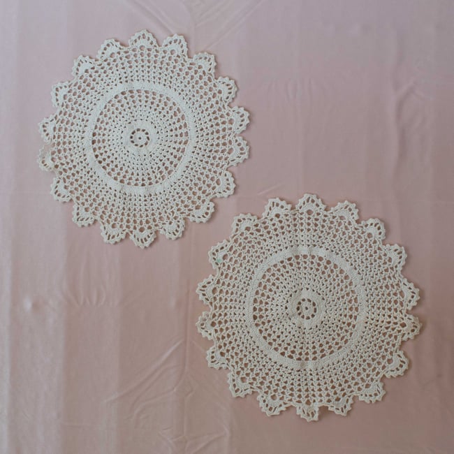 2 Vintage Handmade Crochet Doilies