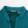 Lemon Grass Studio Dark Teal Soft Touch Pleated Deep V Neck Button Up Shirt