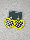 FrannyPanny Yellow Checkered Heart Origami Earrings