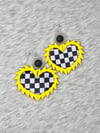 FrannyPanny Yellow Checkered Heart Origami Earrings