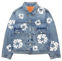 Image 1 of DENIM TEARS TYPE 2 ALL OVER WREATH DENIM JACKET LIGHT WASH