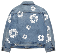 Image 2 of DENIM TEARS TYPE 2 ALL OVER WREATH DENIM JACKET LIGHT WASH