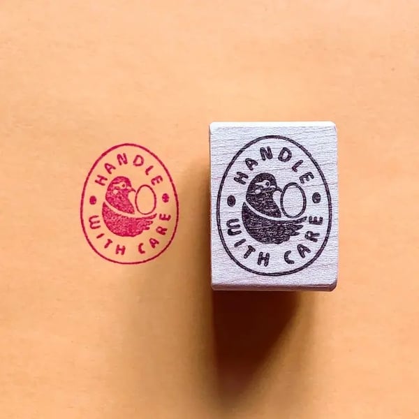 Image of “Handle With Care” Rubber Stamp