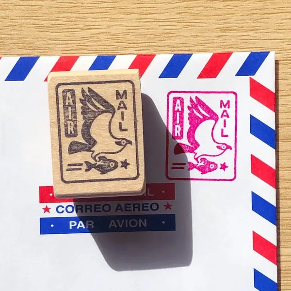 Image of “Air Mail” Osprey Rubber Stamp