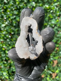 Image 1 of CLEAR QUARTZ GEODE PENDANT ELECTROPLATED 