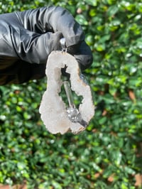 Image 3 of CLEAR QUARTZ GEODE PENDANT ELECTROPLATED 