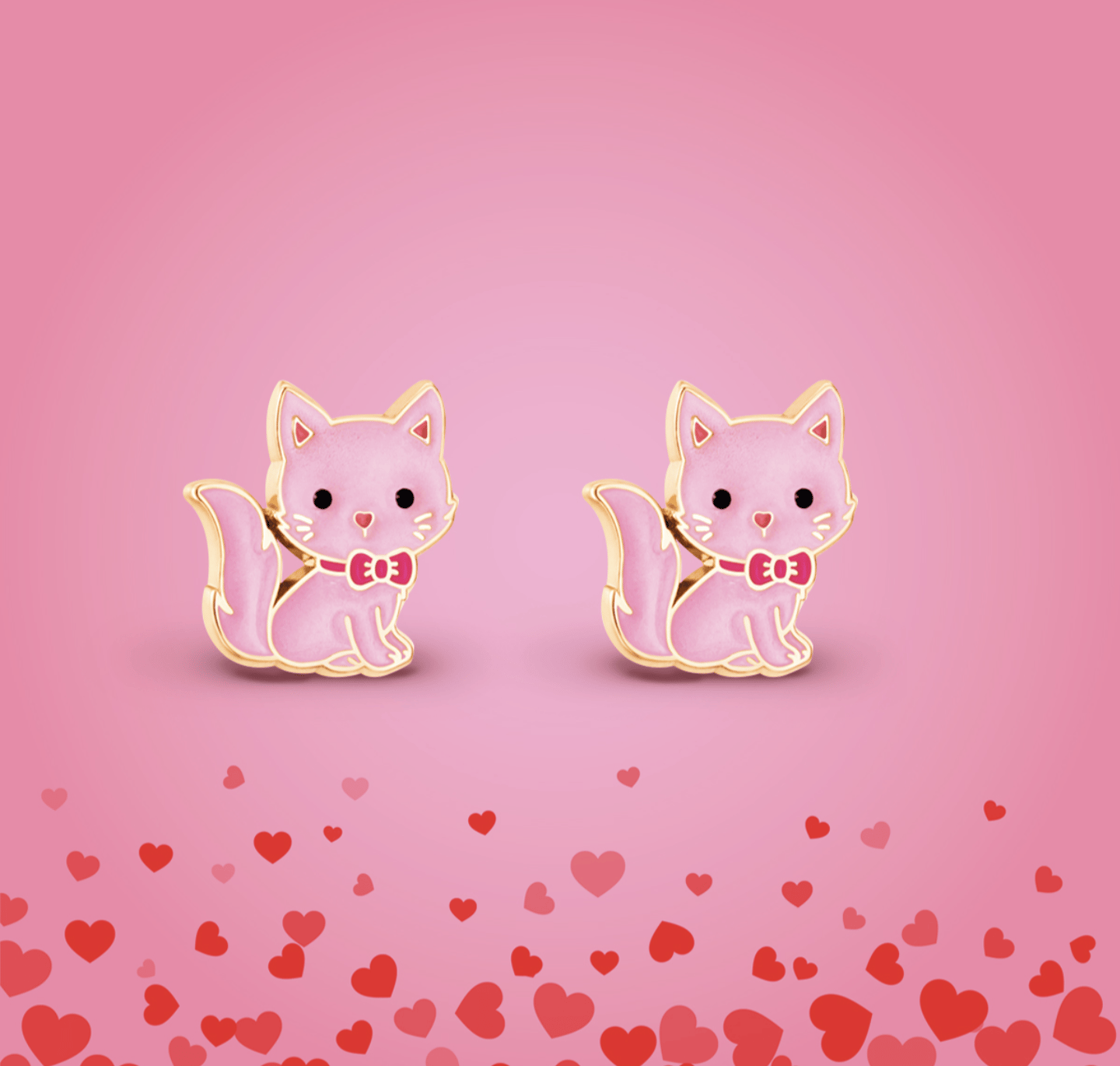 Image of Pink Kitty Cutie Stud Earrings 