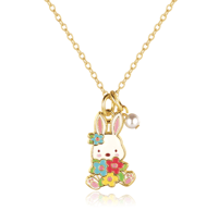 Image 1 of Sweet Petite Bunny & Blooms Necklace 