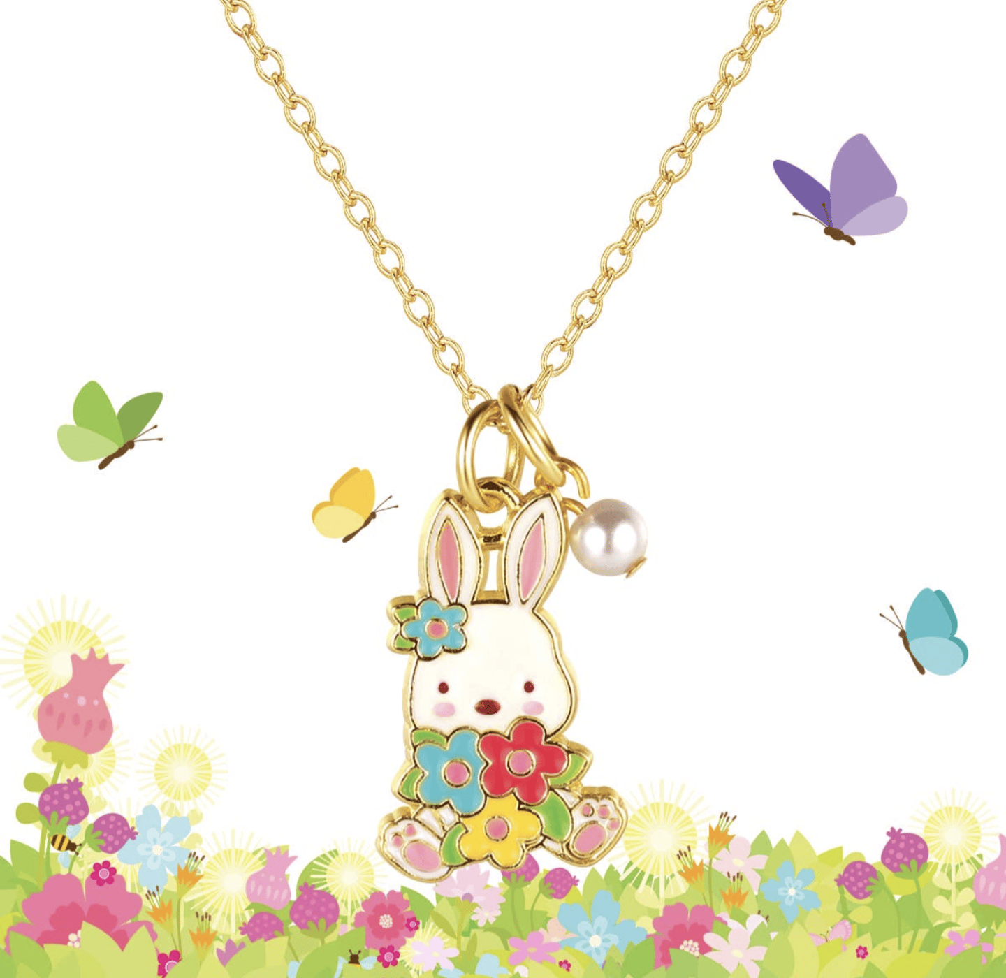 Image of Sweet Petite Bunny & Blooms Necklace