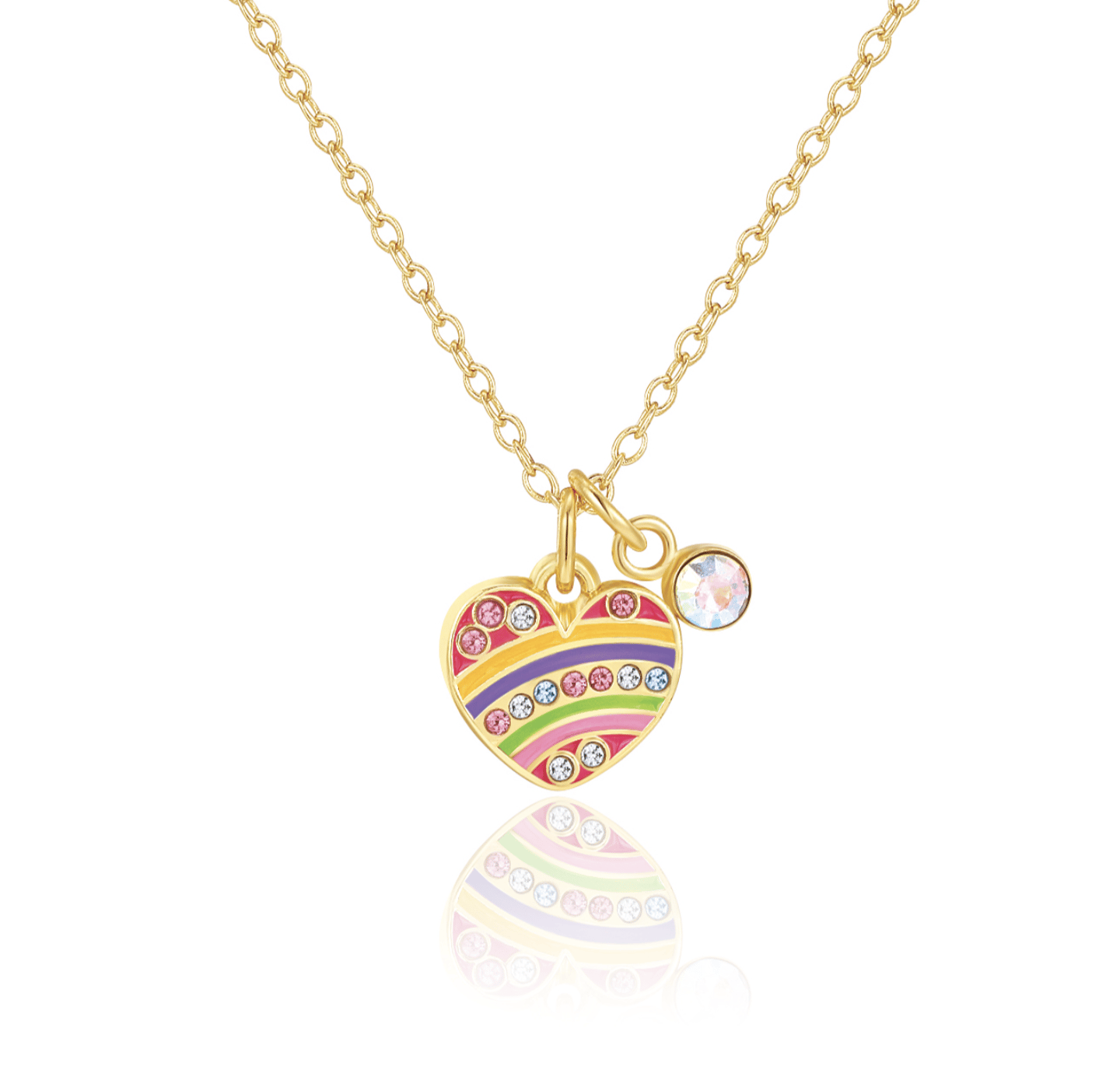 Image of Sweet Petite Crystal Rainbow Heart Necklace 