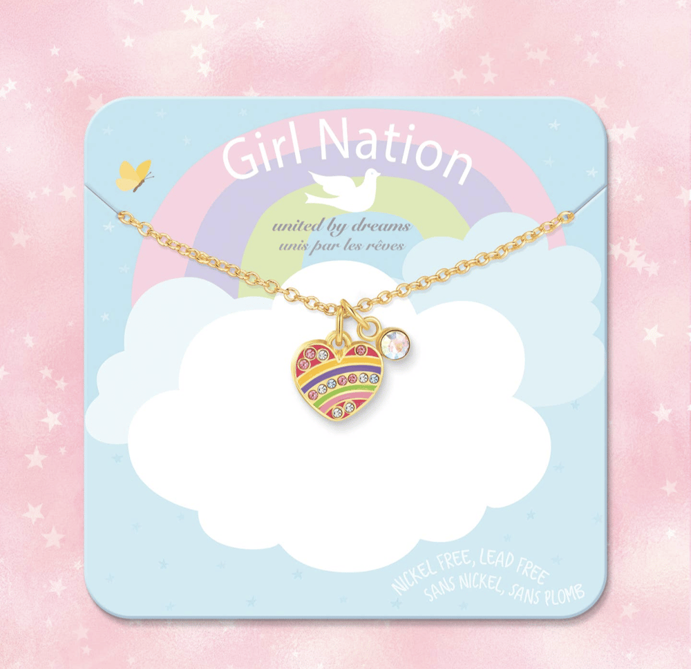 Image of Sweet Petite Crystal Rainbow Heart Necklace 