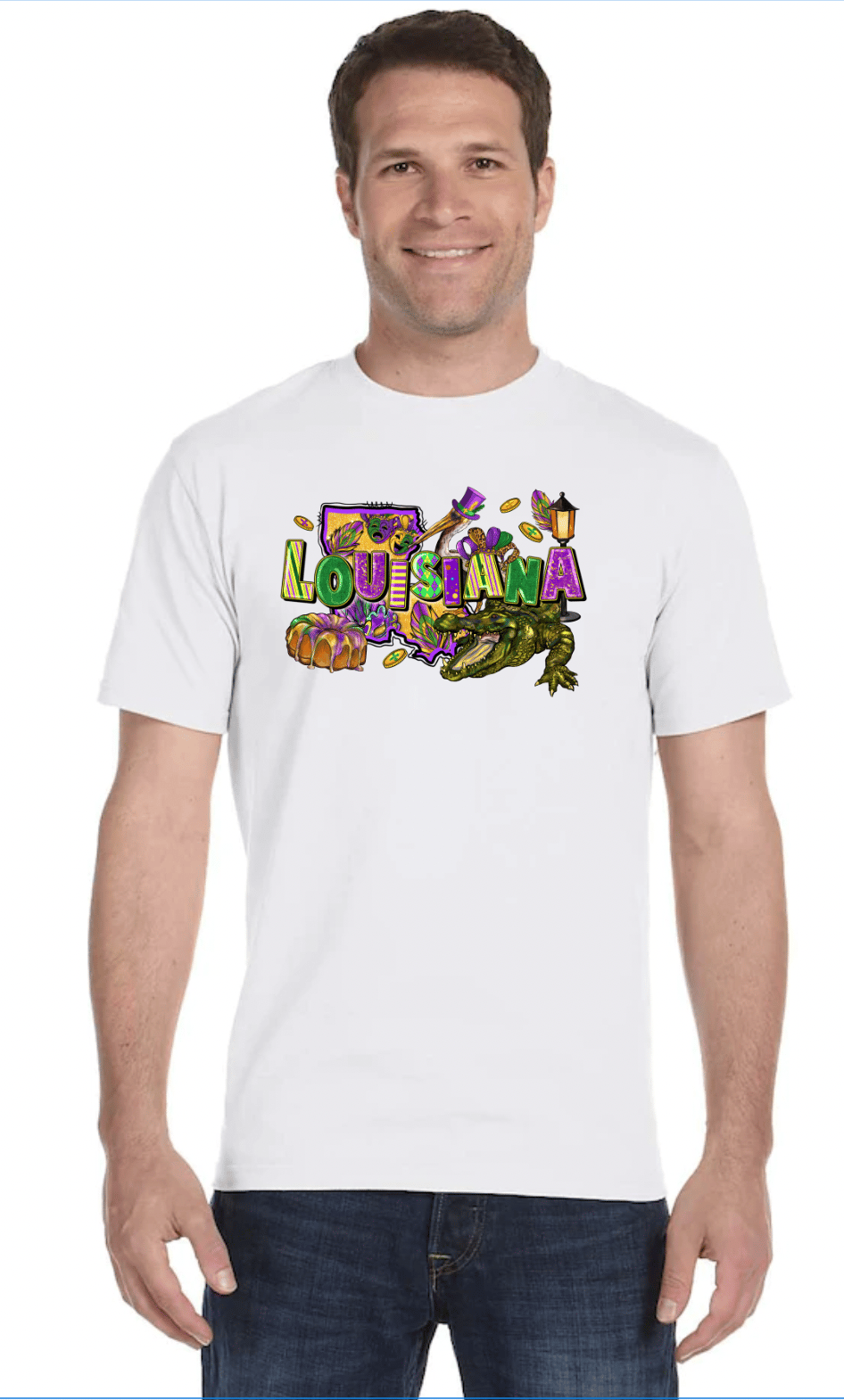 Image of Mardi Gras Alligator Tee