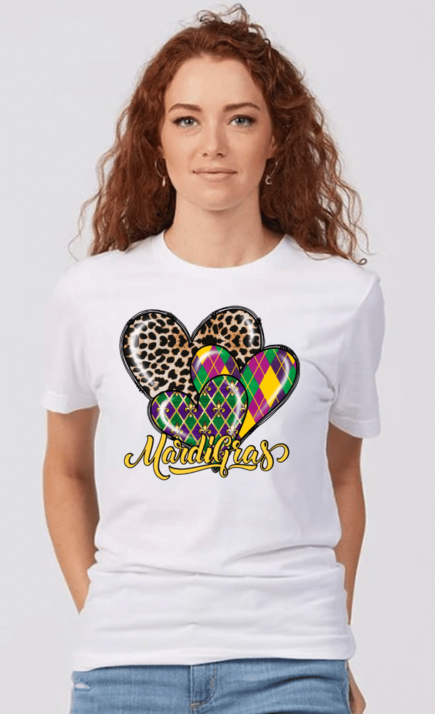 Image of Mardi Gras Leopard Heart Tee